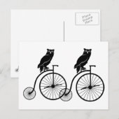 フクロウ乗りヴィンテージ自転車 ポストカード (正面/裏面)