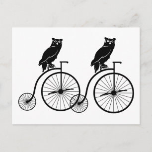 フクロウ乗りヴィンテージ自転車 ポストカード