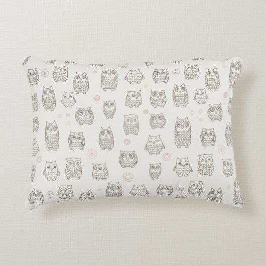 フクロウ付きパターン アクセントクッション (正面)