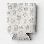 フクロウ付きパターン 缶クーラー (正面)