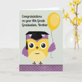 フクロウ付き兄弟用8級卒業カード カード (黄色い花)