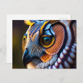 フクロウ付き葉書 ポストカード (正面/裏面)