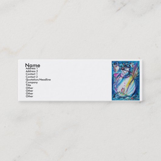 フクロウ付雪だるま スキニー名刺 (正面)