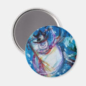 フクロウ付雪だるま マグネット (正面/裏面)