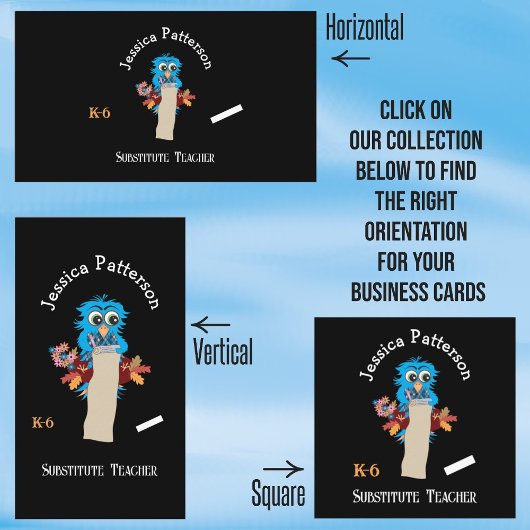 フクロウ代替先生チョーク連絡ボードカード スクエア名刺