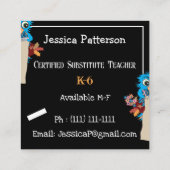 フクロウ代替先生チョーク連絡ボードカード スクエア名刺 (裏面)