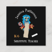 フクロウ代替先生チョーク連絡ボードカード スクエア名刺 (正面)