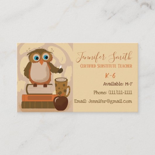 フクロウ代替先生標準名刺 名刺 (正面)