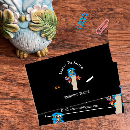 フクロウ代替先生黒連絡カード 名刺