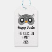 フクロウ仮装のプリムフクロウ ギフトタグ (裏面)