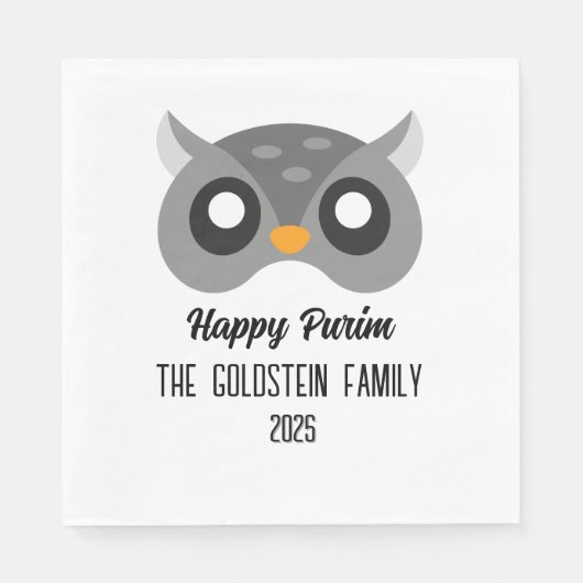 フクロウ仮装のプリムフクロウ スタンダードランチョンナプキン (正面)