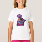 フクロウ何？、カラフル Tシャツ (正面)