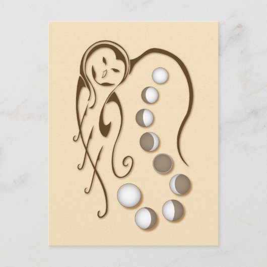 フクロウ兄弟：シスタームーンハガキ ポストカード (正面)