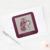 フクロウ先住民アメリカン動物霊書 スクエアシール (封筒)