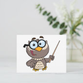 フクロウ先生のポインタ付き漫画のキャラクタ ポストカード (スタンド正面)