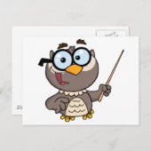 フクロウ先生のポインタ付き漫画のキャラクタ ポストカード (正面/裏面)