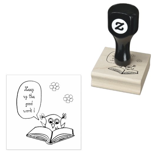 フクロウ先生カスタムウッドアートスタンプ ラバースタンプ (押印)