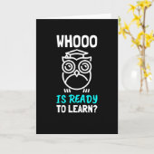 フクロウ先生準備ができてい学る – 新学期 カード (黄色い花)
