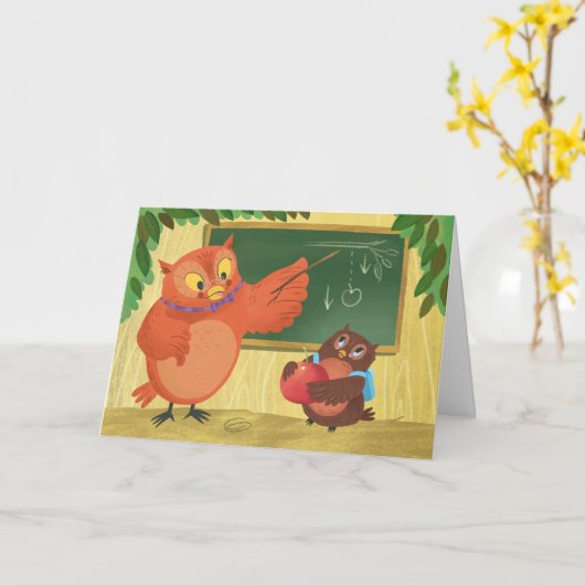 フクロウ先生鑑賞 カード (黄色い花)