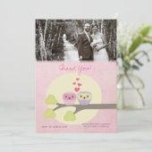 フクロウ内部愛は結婚式の写真カード感謝していしています サンキューカード (スタンド正面)