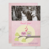 フクロウ内部愛は結婚式の写真カード感謝していしています サンキューカード (正面/裏面)