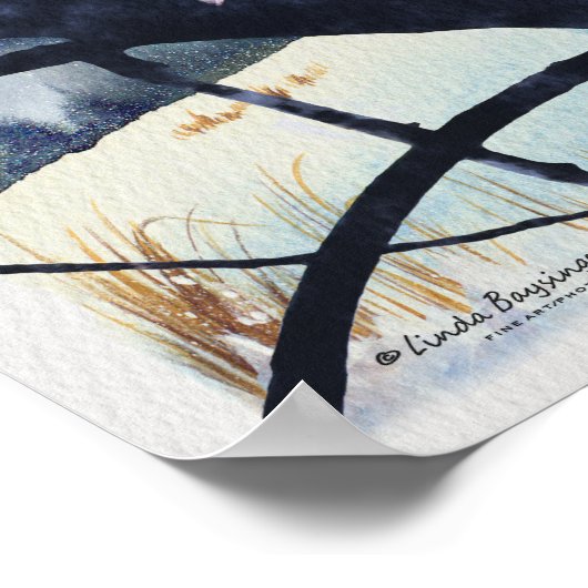 フクロウ冬の夜の悲鳴 ポスター (角)