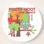 フクロウ初誕生日Tシャツとギフト コースター (正面)