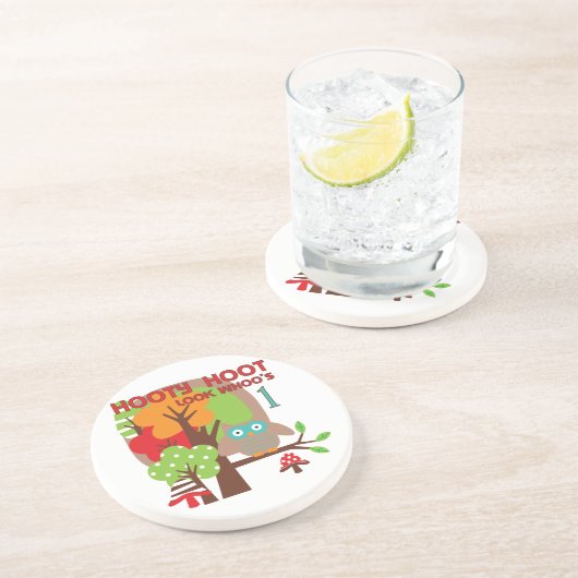 フクロウ初誕生日Tシャツとギフト コースター (側面)