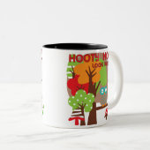 フクロウ初誕生日Tシャツとギフト ツートーンマグカップ (正面右)