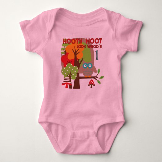 フクロウ初誕生日Tシャツとギフト ベビーボディスーツ (正面)