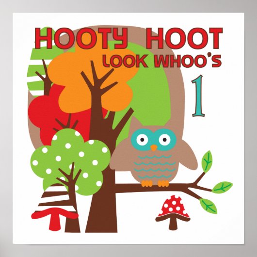 フクロウ初誕生日Tシャツとギフト ポスター (正面)