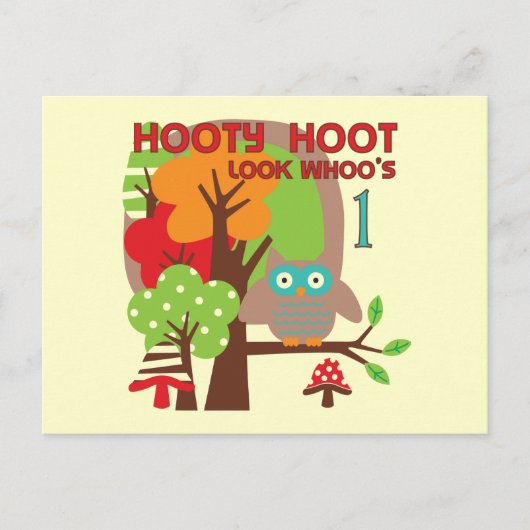 フクロウ初誕生日Tシャツとギフト ポストカード (正面)