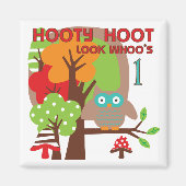 フクロウ初誕生日Tシャツとギフト マグネット (正面)