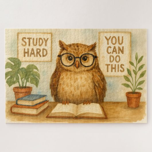 フクロウ勉強場 ジグソーパズル (横)