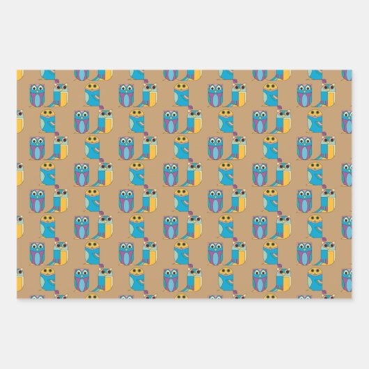 フクロウ包装紙 ラッピングペーパーシート (正面)