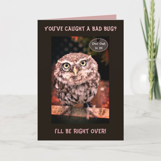 フクロウ医師の快気祝いカード カード (正面)