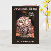 フクロウ医師の快気祝いカード カード (黄色い花)