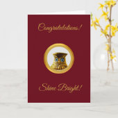 フクロウ卒業おめでとうカード カード (黄色い花)