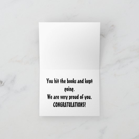 フクロウ卒業式折り畳みグリーティングカード カード (内部)