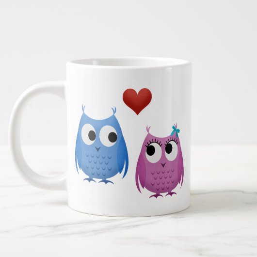 フクロウ印刷バレンタインコーヒーマグ ジャンボコーヒーマグカップ (左)
