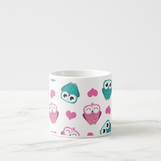 フクロウ及びハートのExpressoのかわいいマグ エスプレッソカップ (正面)