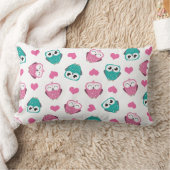 フクロウ及びハートのLumbarの枕 ランバークッション (ブランケット)