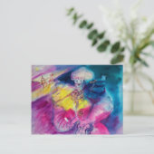 フクロウ及びバイオリン付きピエロ ポストカード (スタンド正面)