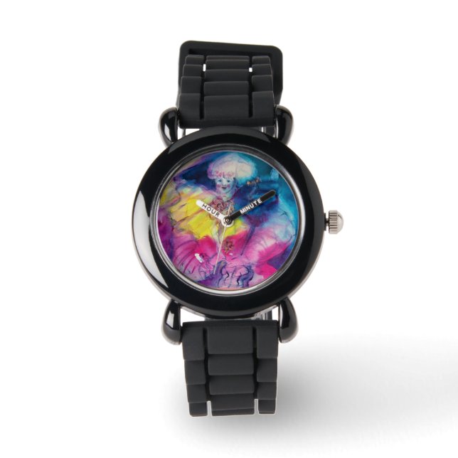 フクロウ及びバイオリン付きピエロ 腕時計 (正面)