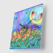 フクロウ及びプッシェット回収時計 スクエア壁時計 (傾斜)