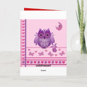 フクロウ及び仲の良い恋人同士が付いているロマンチックなバレンタインデーカード シーズンカード (裏面)