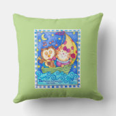 フクロウ及び猫の子供部屋の枕 クッション (裏面)