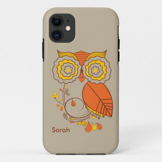 フクロウ及び花のデザイン、オレンジbrwonの黄色。 iPhone 5 Case-Mate iPhoneケース (裏面)