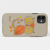 フクロウ及び花のデザイン、オレンジbrwonの黄色。 iPhone 5 Case-Mate iPhoneケース (裏面(横))