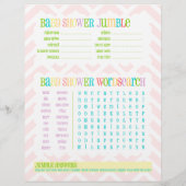 フクロウ双子ガールズ「ベビーシャワーゲーム」アクティビティシート (裏面)